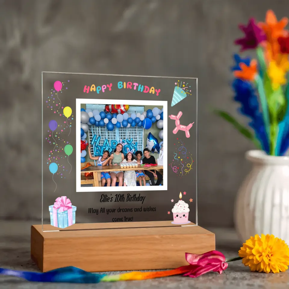 "Happy Birthday" LED Multi-colored Acrylic Nightlight