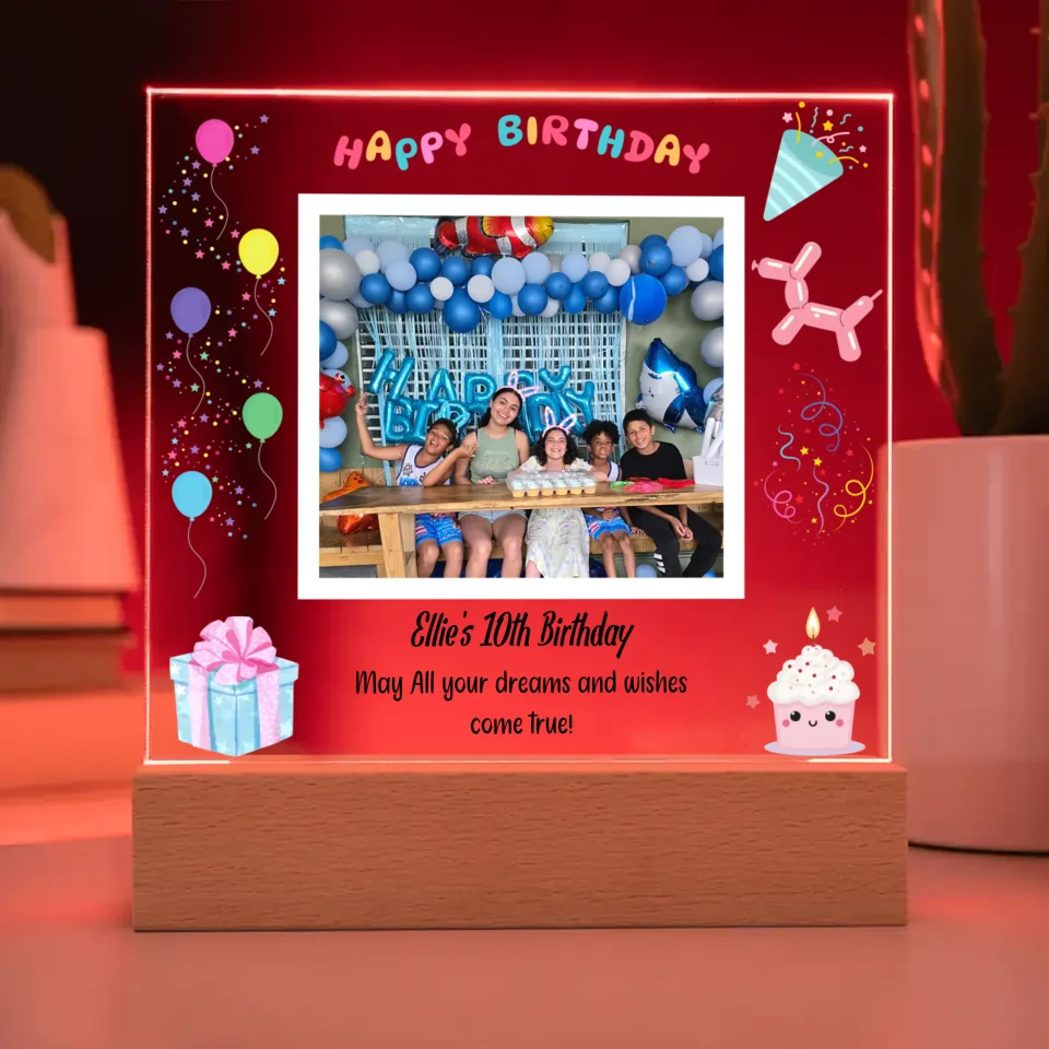 "Happy Birthday" LED Multi-colored Acrylic Nightlight