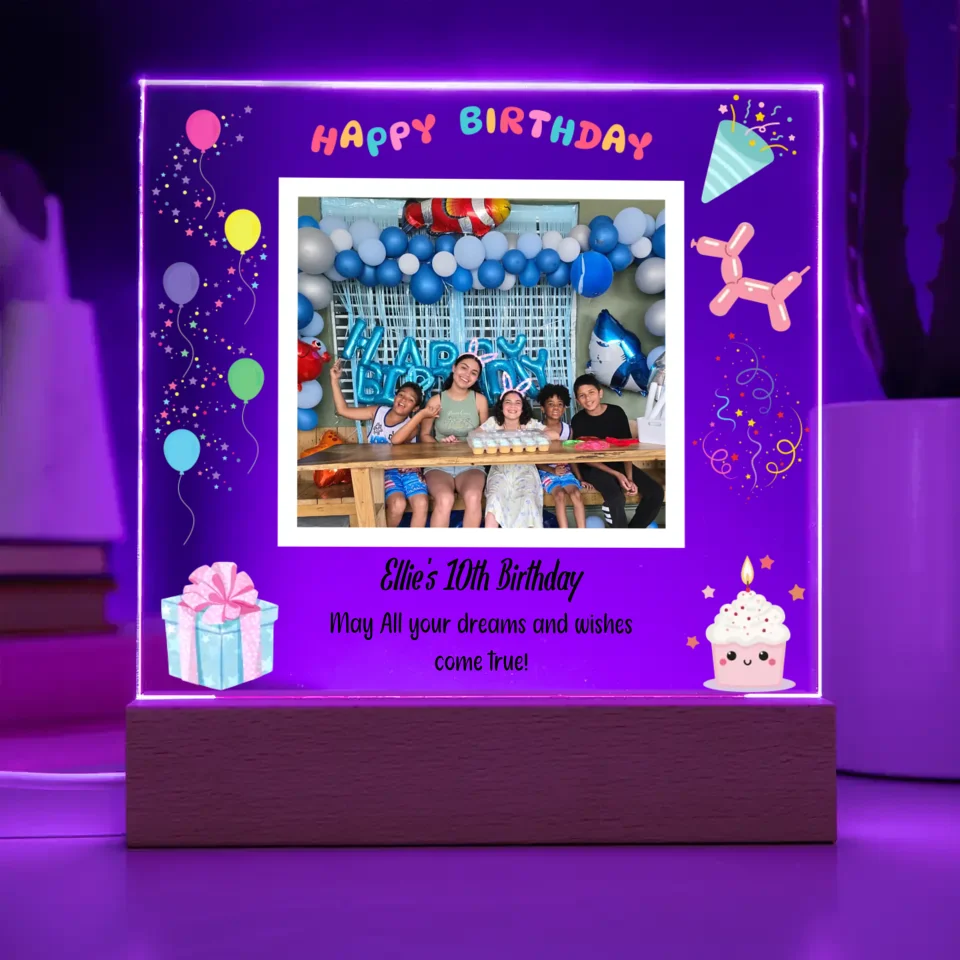 "Happy Birthday" LED Multi-colored Acrylic Nightlight