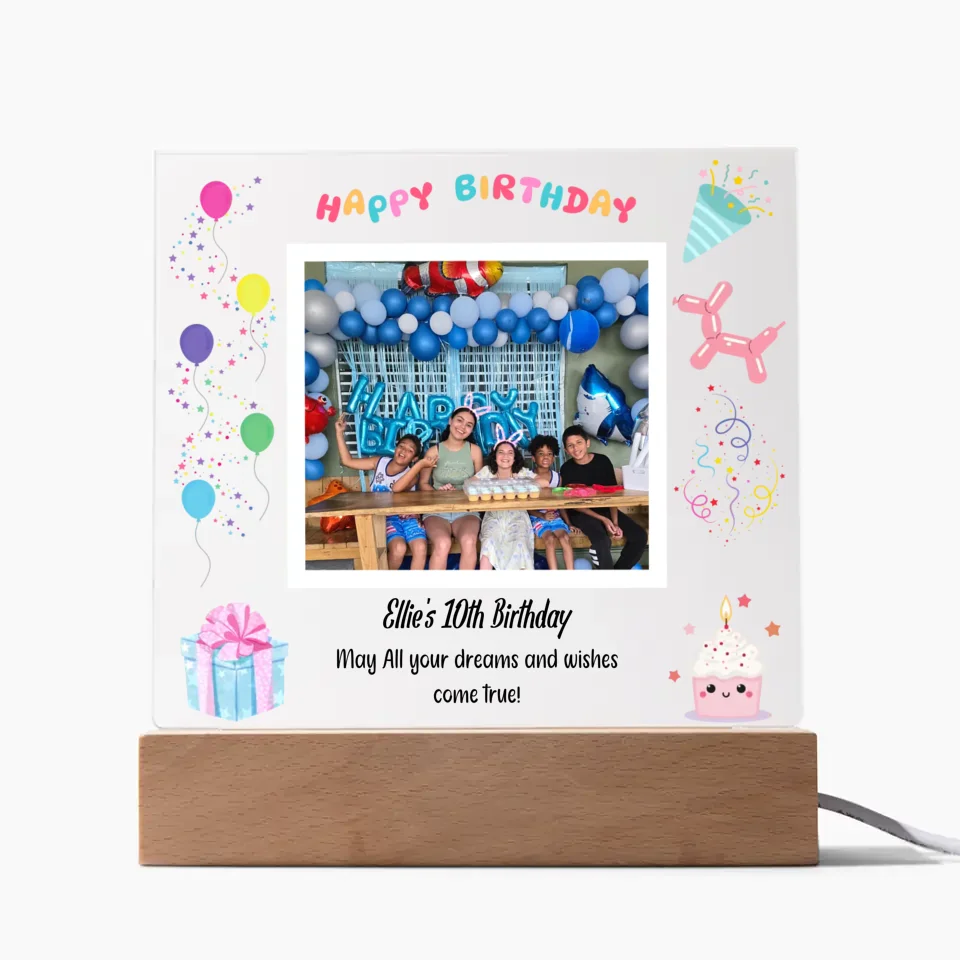 "Happy Birthday" LED Multi-colored Acrylic Nightlight