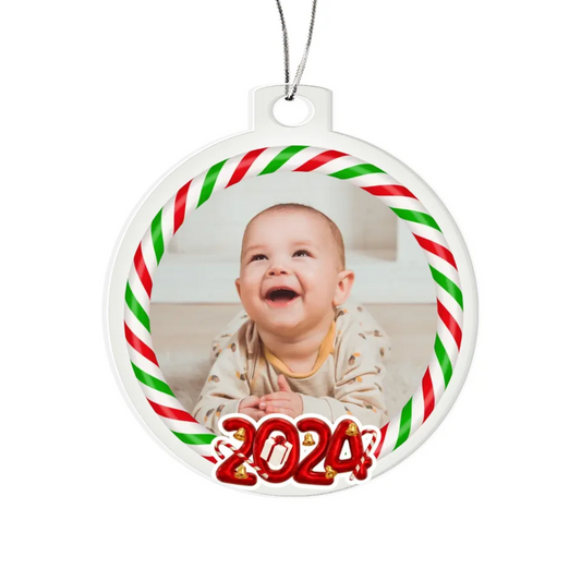 Red & Green Striped Custom Ornament