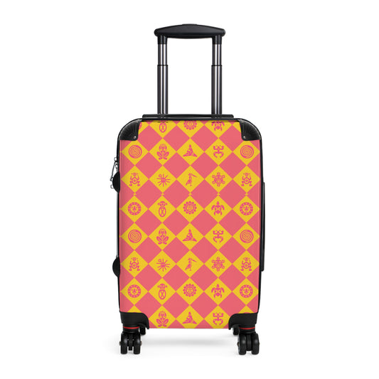 Orange Sherbert Taino Symbols Puerto Rico Suitcase - Maleta Con Simbolos Tainos de Puerto Rico