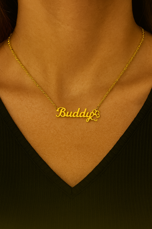 Fur Baby Paw Print Name Pendant Necklace