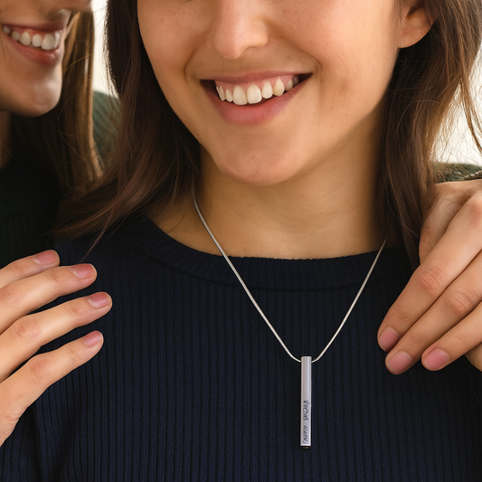 Collar de Barra Grabada - Para Ti, Mujer Valiente - Regalo Para Ella