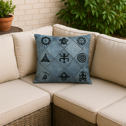Taino Symbols Puerto Rico Indoor Outdoor Decorative Accent Pillow