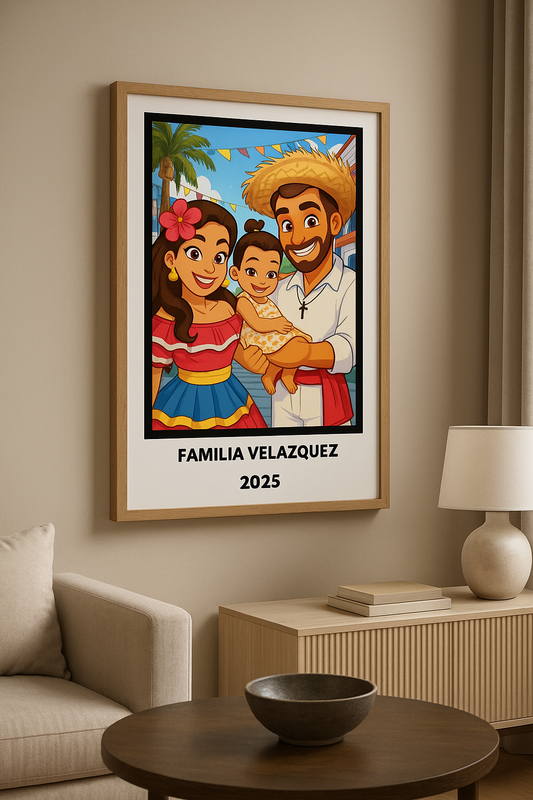 Jibaritos in Puerto Rico Cartoon Style Poster