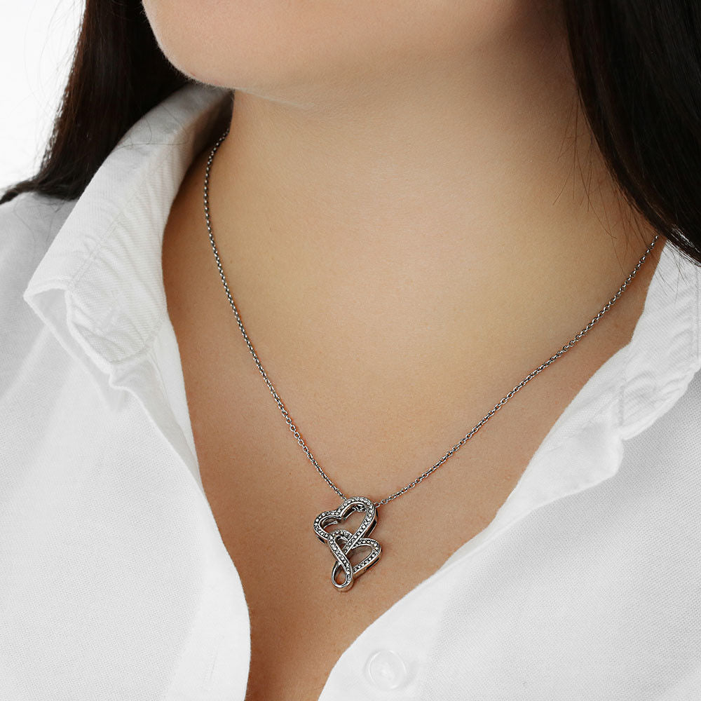 To My Love- Double Heart Pendant Necklace "You're My Always And Forever"