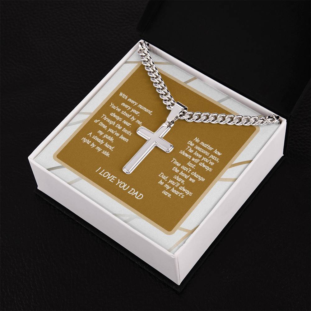 I Love You Dad- Cuban Chain With Cross Necklace