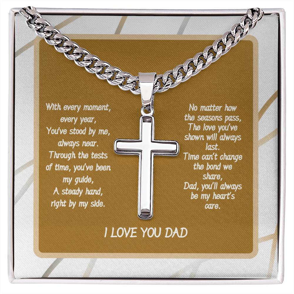 I Love You Dad- Cuban Chain With Cross Necklace