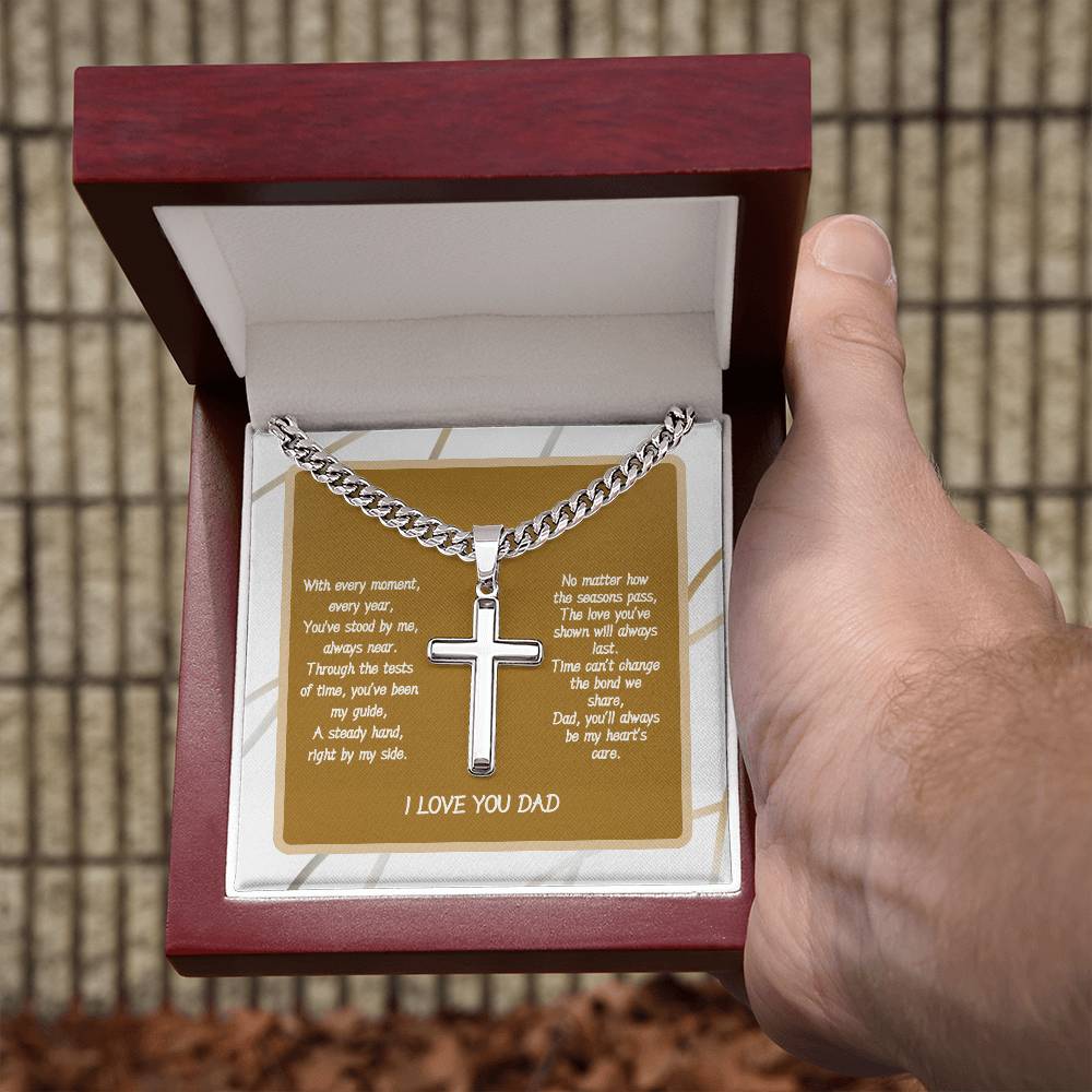 I Love You Dad- Cuban Chain With Cross Necklace