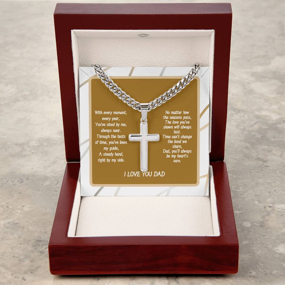 I Love You Dad- Cuban Chain With Cross Necklace