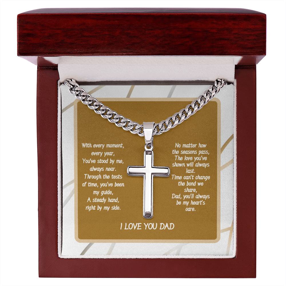 I Love You Dad- Cuban Chain With Cross Necklace