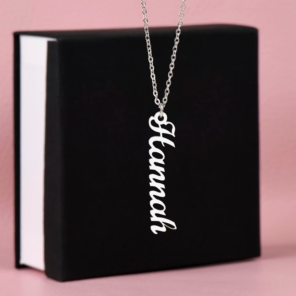 Vertical Name Charm Necklace