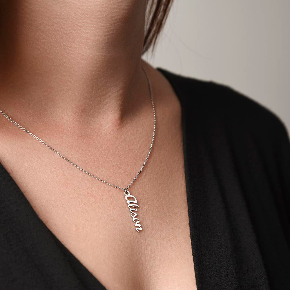 Vertical Name Charm Necklace