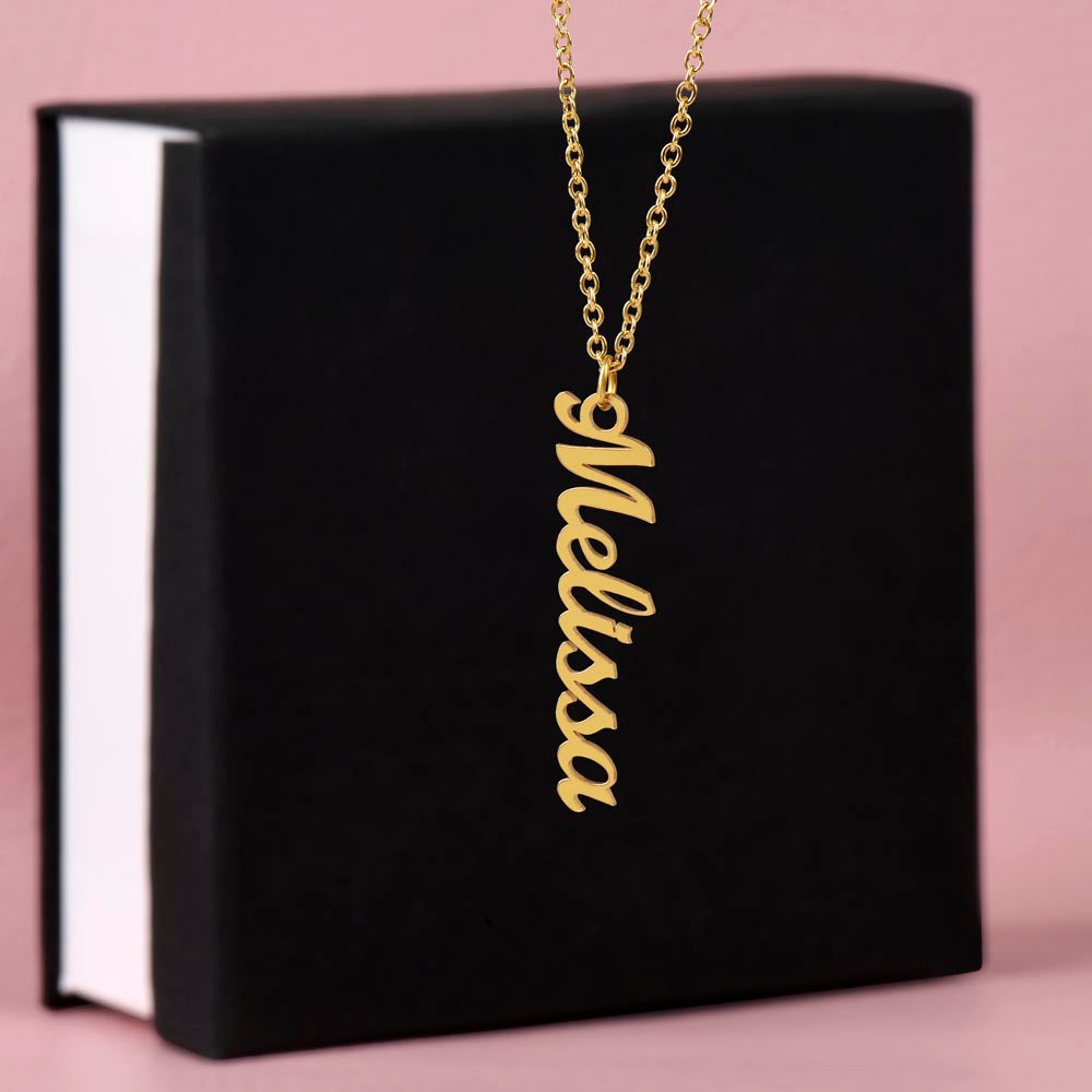 Vertical Name Charm Necklace