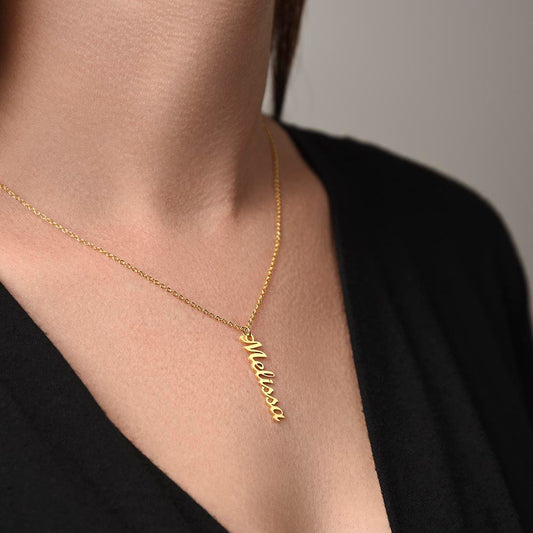 Vertical Name Charm Necklace