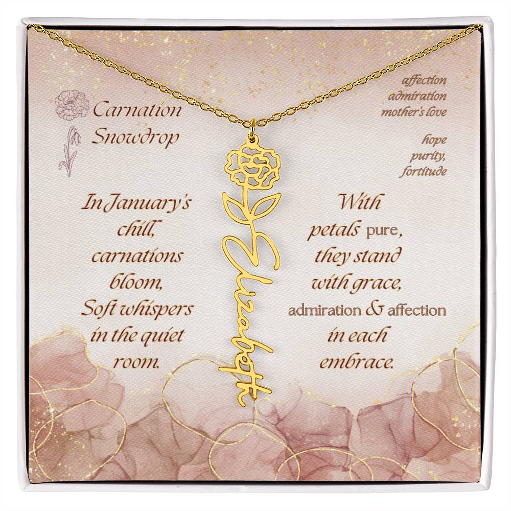 Custom Birth Flower Name Necklace- January