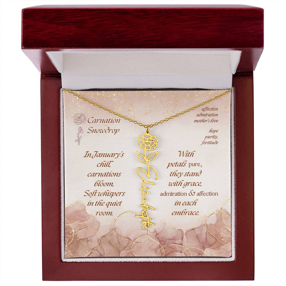 Custom Birth Flower Name Necklace- January