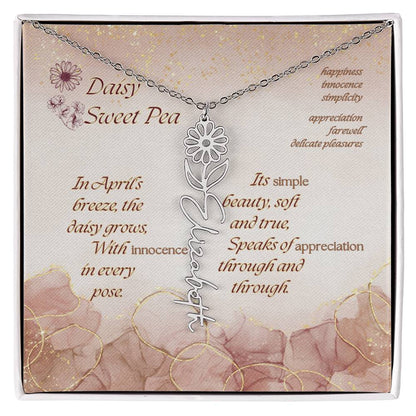 Custom Birth Flower Name Necklace- April