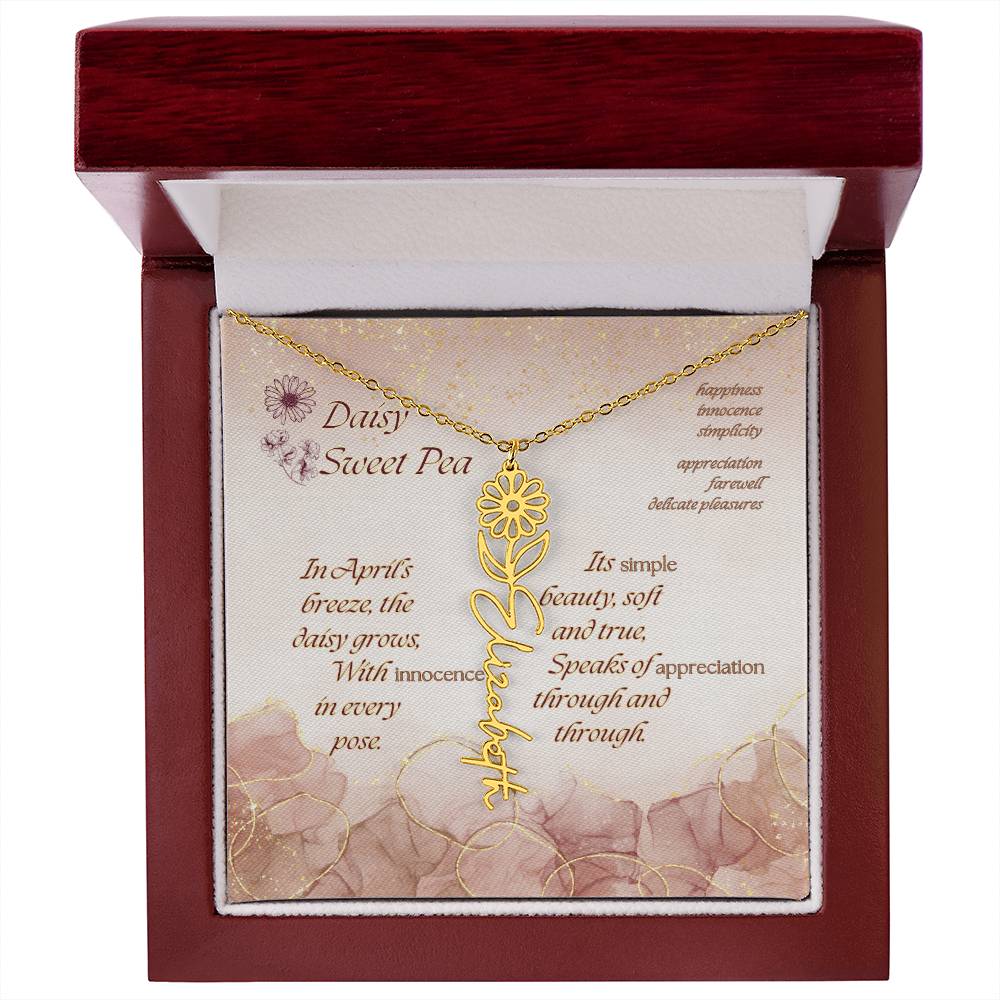 Custom Birth Flower Name Necklace- April