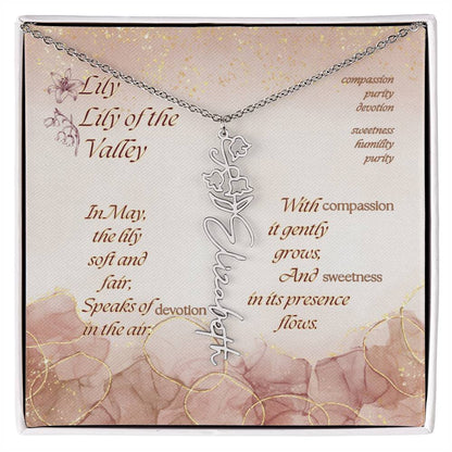 Custom Birth Flower Name Necklace- May