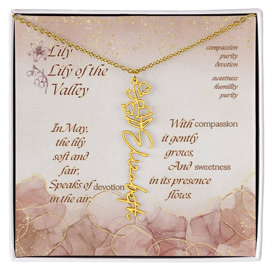 Custom Birth Flower Name Necklace- May