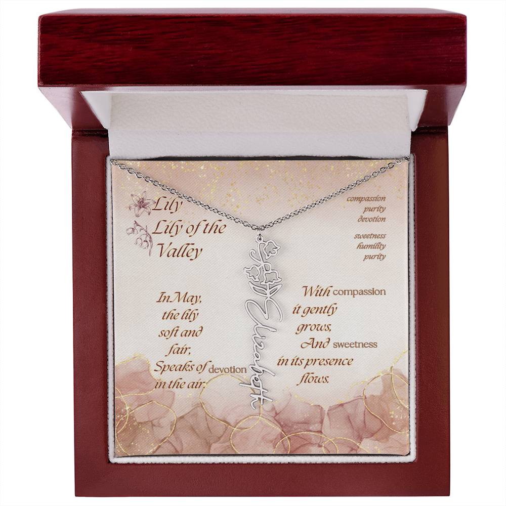 Custom Birth Flower Name Necklace- May