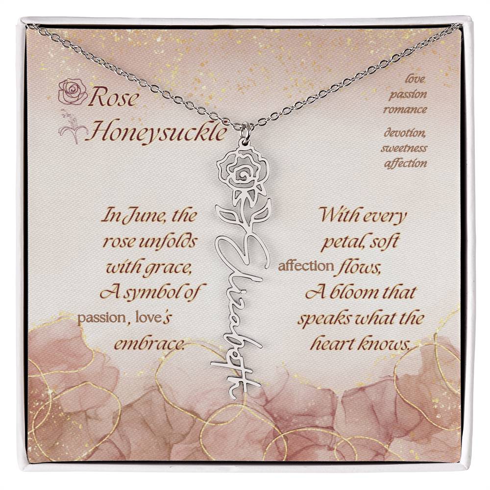 Custom Birth Flower Name Necklace- June