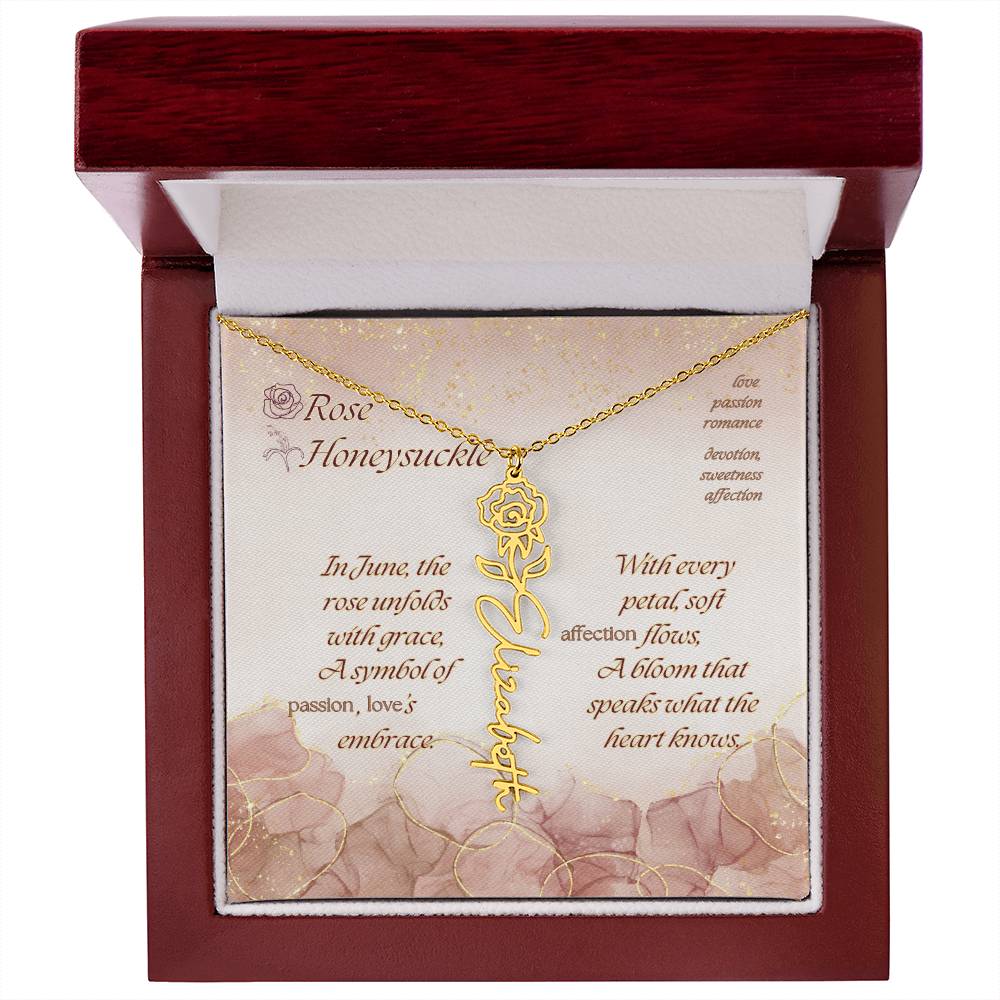 Custom Birth Flower Name Necklace- June