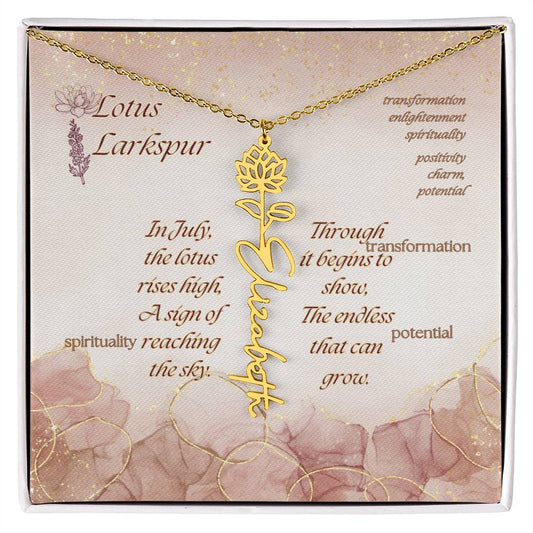 Custom Birth Flower Name Necklace- July