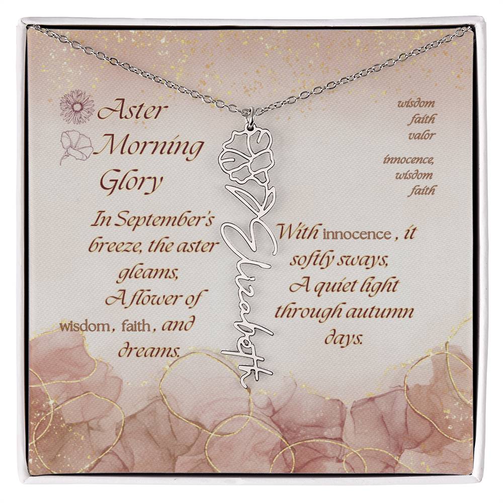 Custom Birth Flower Name Necklace- September