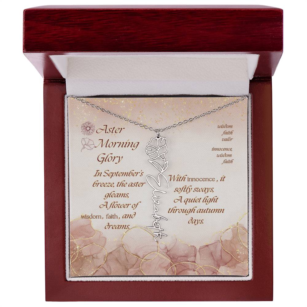 Custom Birth Flower Name Necklace- September