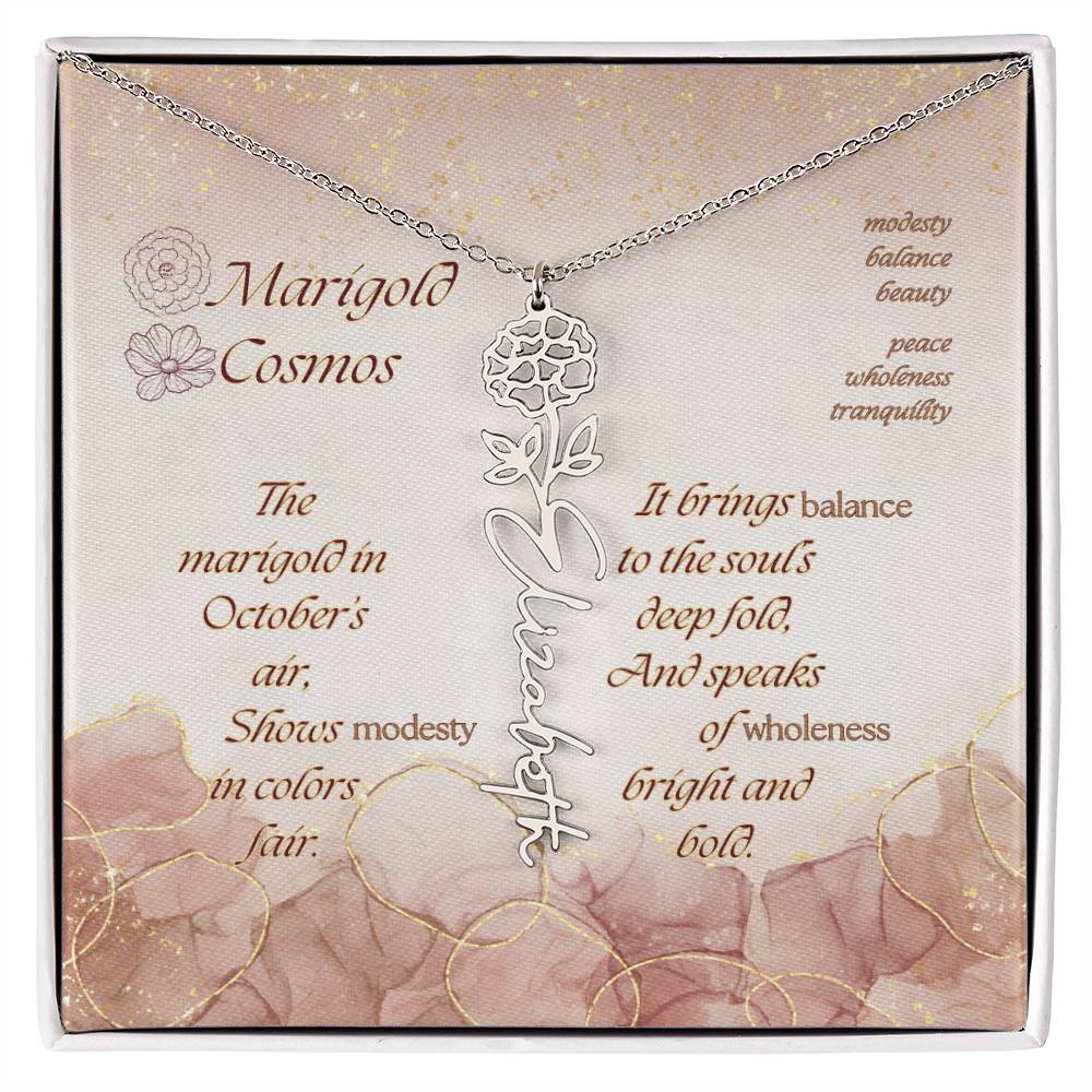 Custom Birth Flower Name Necklace- October