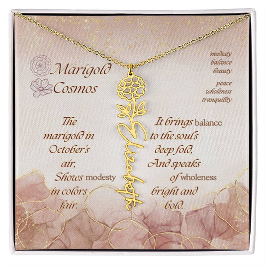 Custom Birth Flower Name Necklace- October