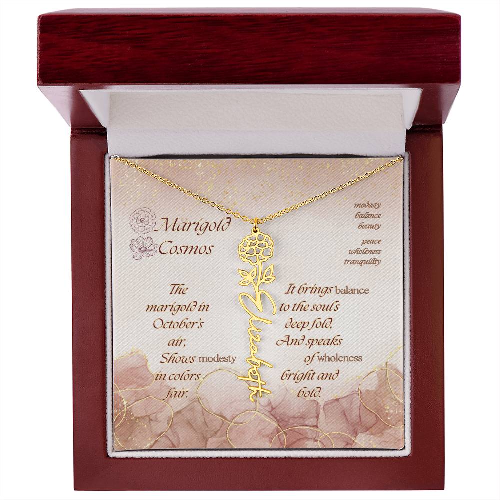 Custom Birth Flower Name Necklace- October