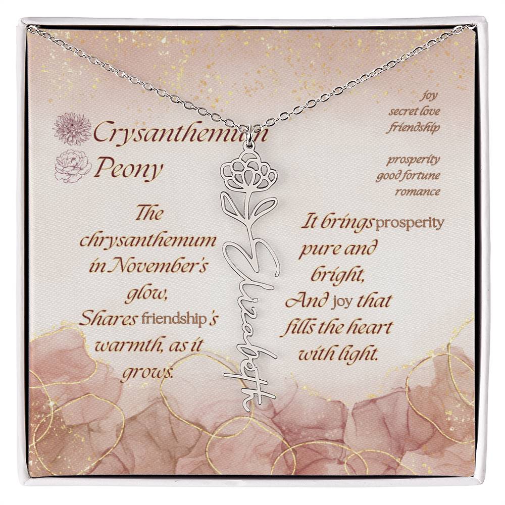 Custom Birth Flower Name Necklace- November