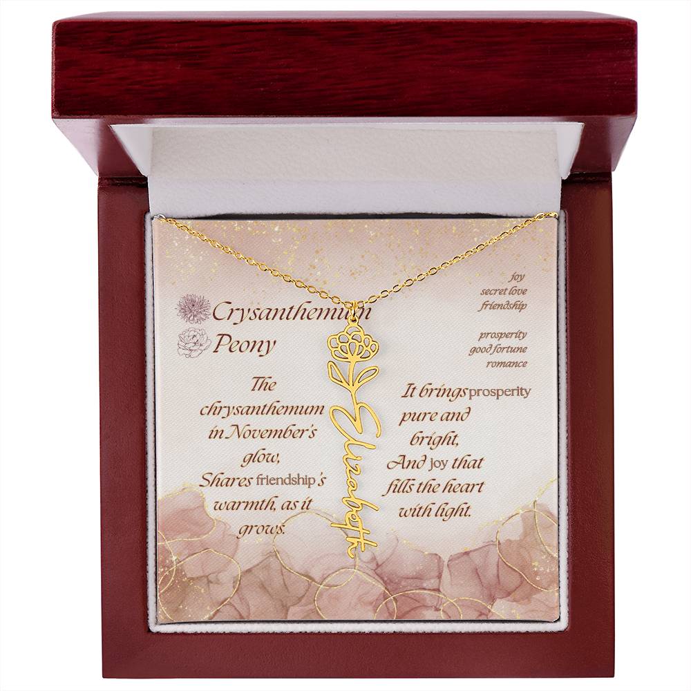 Custom Birth Flower Name Necklace- November