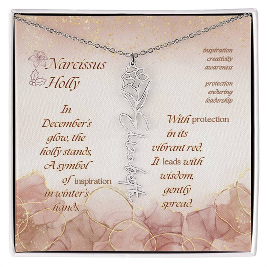 Custom Birth Flower Name Necklace- December