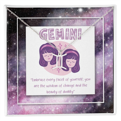 Gemini Zodiac Necklace with Inspiring Words