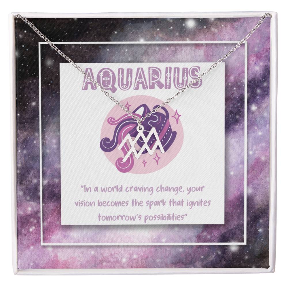 Aquarius Zodiac Necklace with Inspiring Words