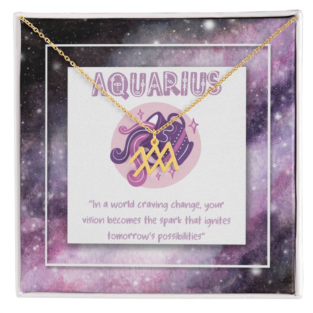 Aquarius Zodiac Necklace with Inspiring Words