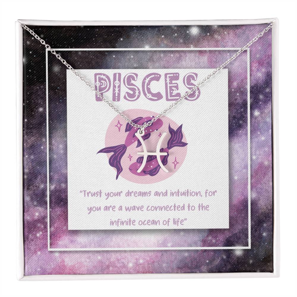 Pisces Zodiac Necklace with Inspiring Words