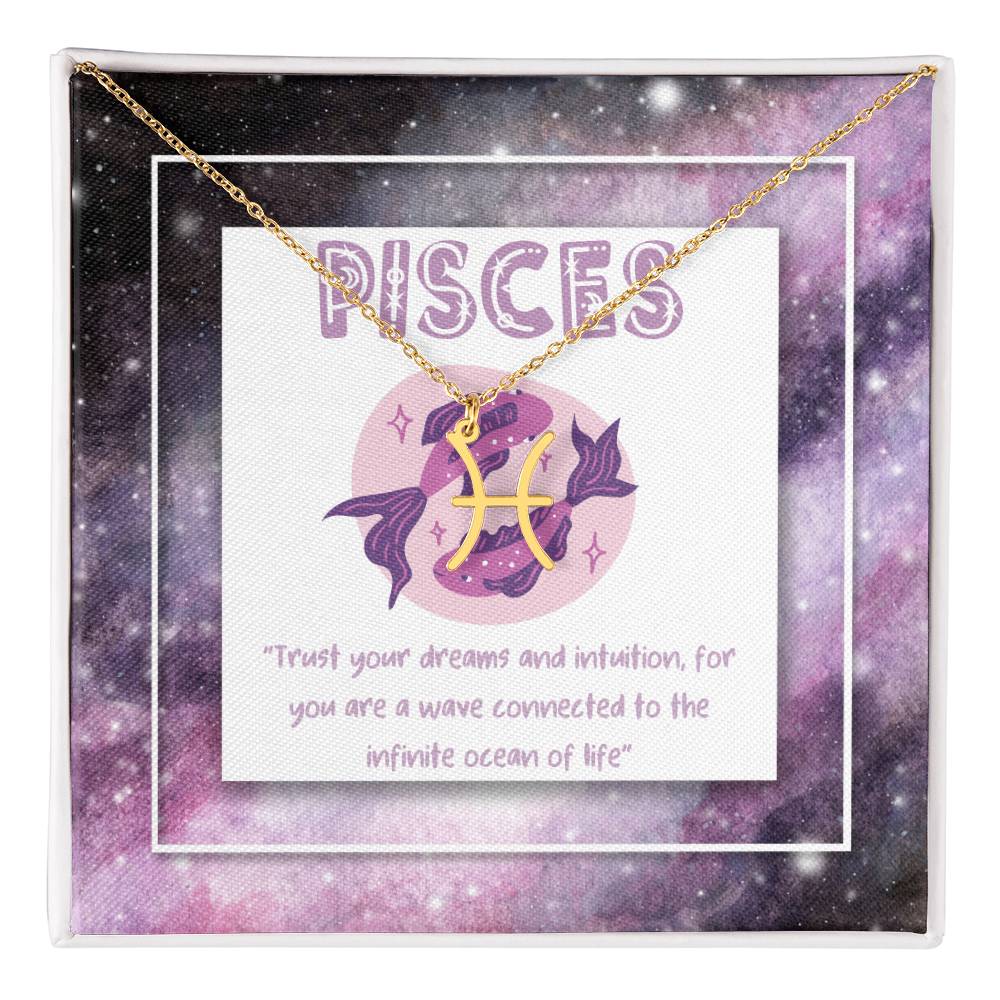 Pisces Zodiac Necklace with Inspiring Words