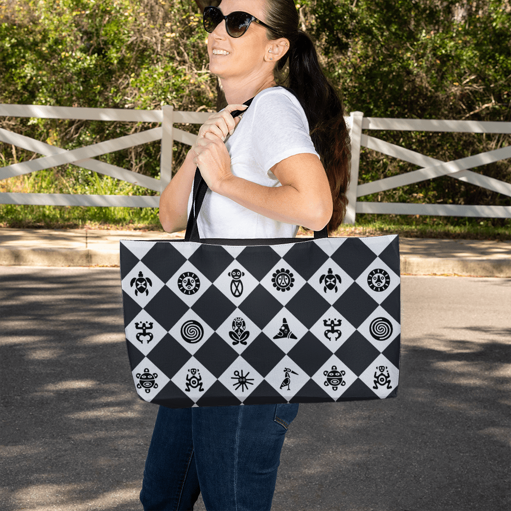 Black And White Puerto Rico Taino Symbol Weekender Bag