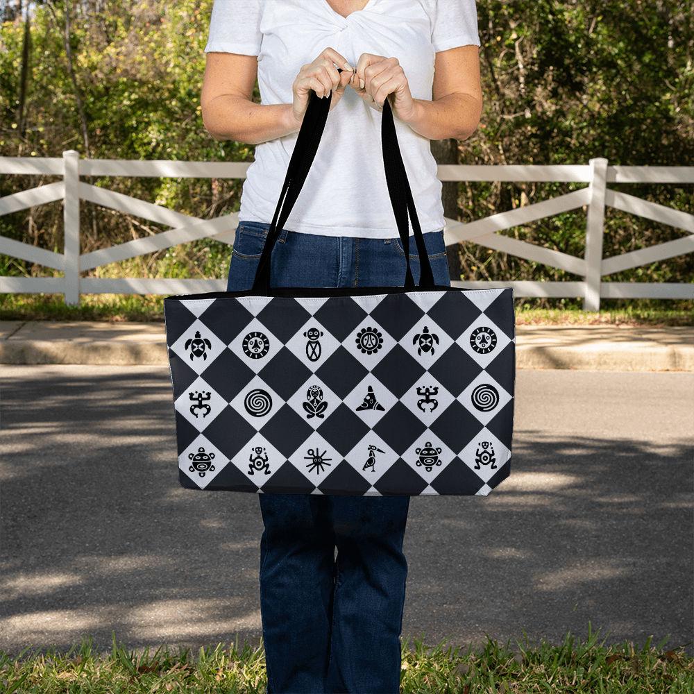 Black And White Puerto Rico Taino Symbol Weekender Bag