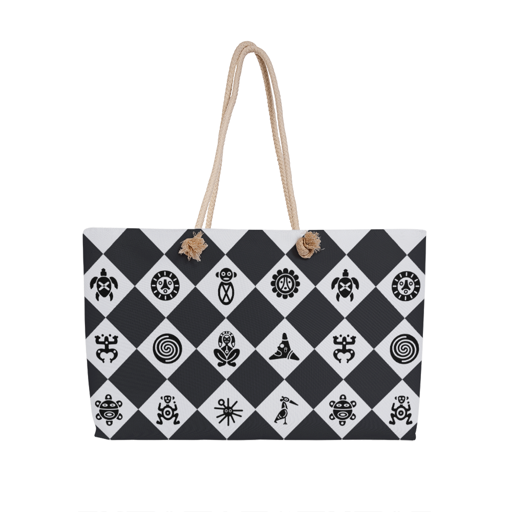 Black And White Puerto Rico Taino Symbol Weekender Bag