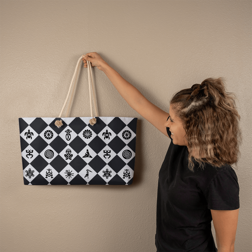 Black And White Puerto Rico Taino Symbol Weekender Bag