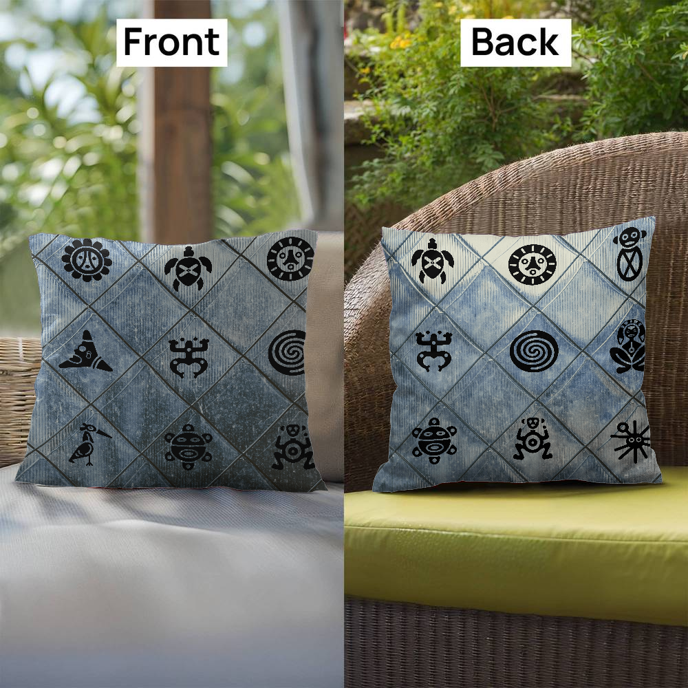 Taino Symbols Puerto Rico Indoor Outdoor Decorative Accent Pillow